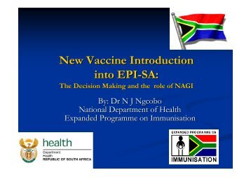 New Vaccine Introduction into EPI-SA: - savic
