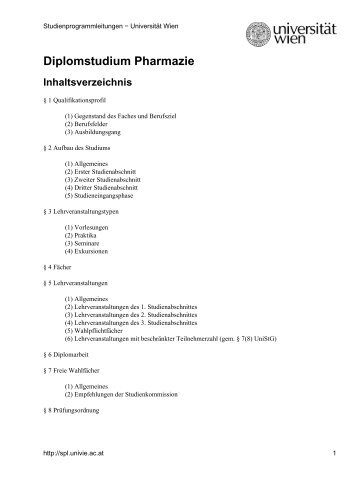 Derzeitiger Studienplan Pharmazie - Universität Wien