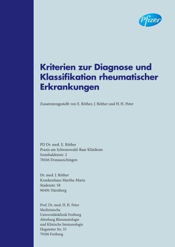 Kriterien zur Diagnose und Klassifikation rheumatischer Erkrankungen