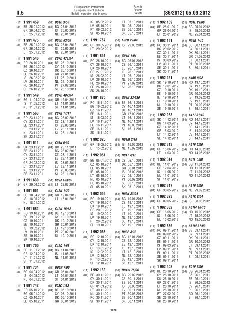 European Patent Bulletin 2012/36 - European Patent Office