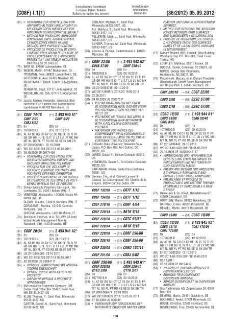 European Patent Bulletin 2012/36 - European Patent Office