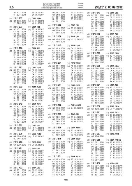 European Patent Bulletin 2012/36 - European Patent Office