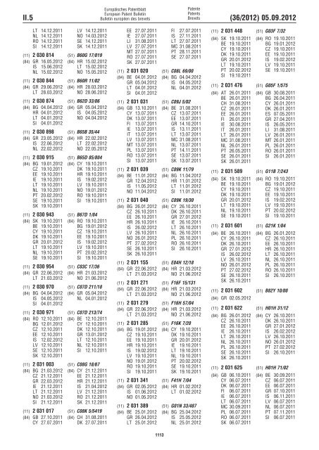 European Patent Bulletin 2012/36 - European Patent Office