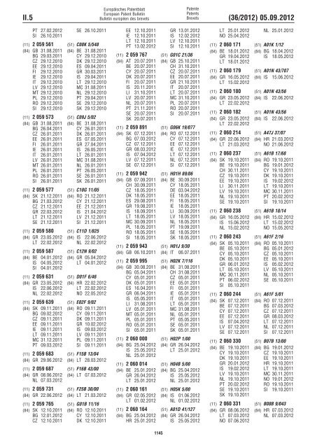 European Patent Bulletin 2012/36 - European Patent Office