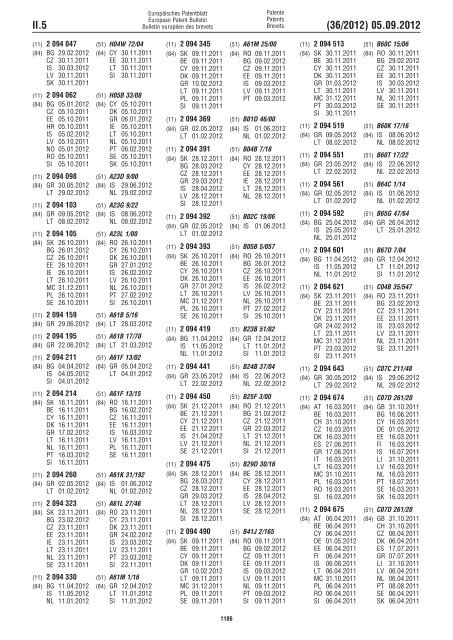 European Patent Bulletin 2012/36 - European Patent Office