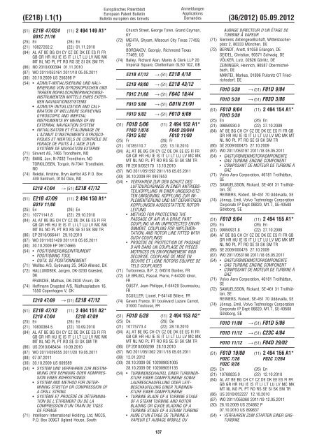 European Patent Bulletin 2012/36 - European Patent Office