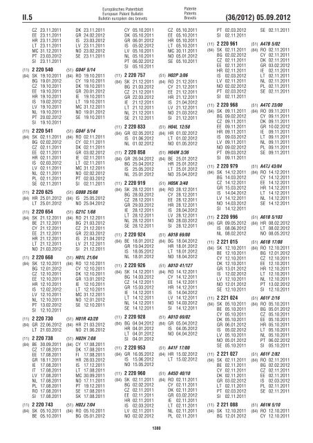 European Patent Bulletin 2012/36 - European Patent Office