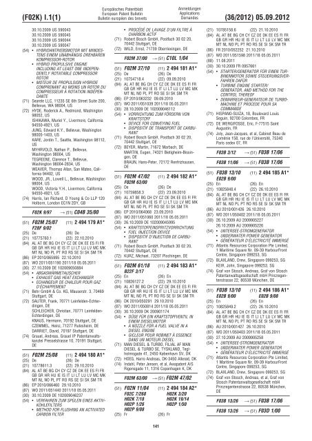 European Patent Bulletin 2012/36 - European Patent Office