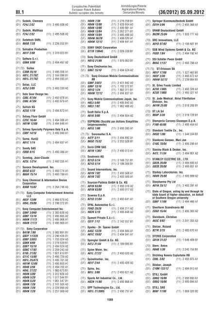 European Patent Bulletin 2012/36 - European Patent Office