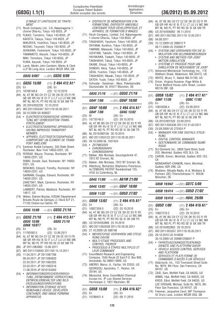 European Patent Bulletin 2012/36 - European Patent Office