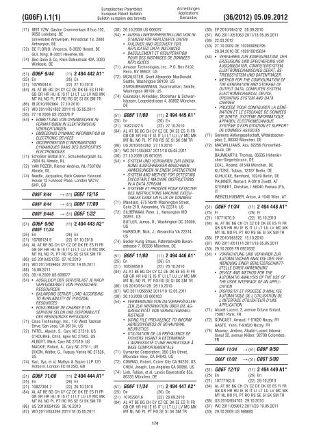 European Patent Bulletin 2012/36 - European Patent Office