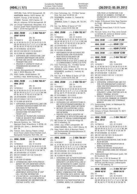 European Patent Bulletin 2012/36 - European Patent Office