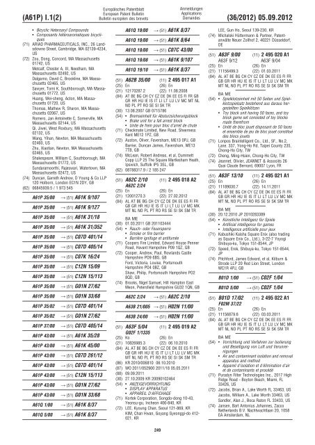 European Patent Bulletin 2012/36 - European Patent Office