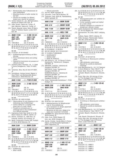 European Patent Bulletin 2012/36 - European Patent Office