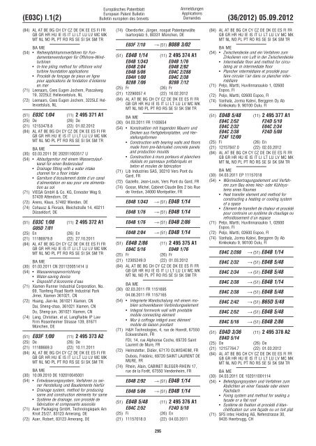 European Patent Bulletin 2012/36 - European Patent Office