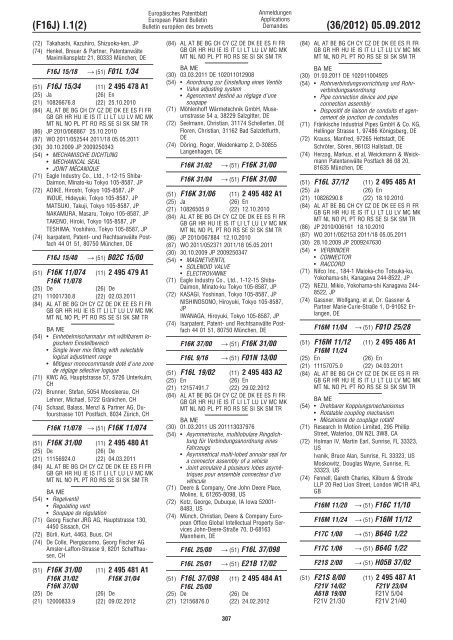 European Patent Bulletin 2012/36 - European Patent Office