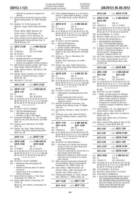 European Patent Bulletin 2012/36 - European Patent Office