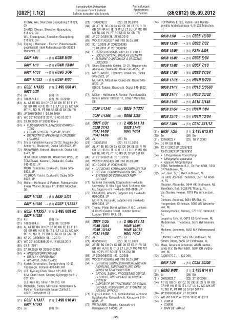 European Patent Bulletin 2012/36 - European Patent Office