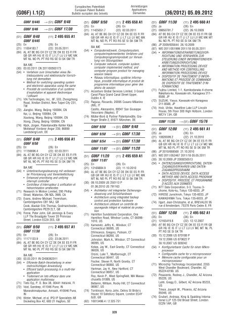 European Patent Bulletin 2012/36 - European Patent Office