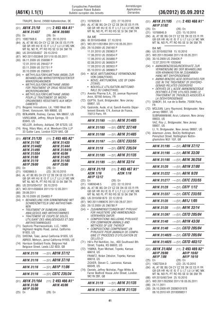 European Patent Bulletin 2012/36 - European Patent Office