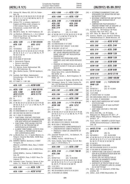 European Patent Bulletin 2012/36 - European Patent Office