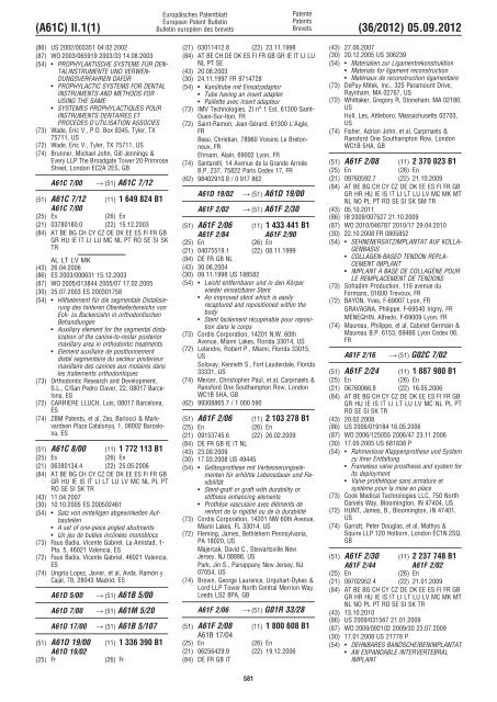 European Patent Bulletin 2012/36 - European Patent Office