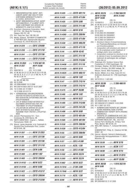 European Patent Bulletin 2012/36 - European Patent Office