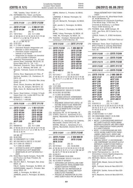 European Patent Bulletin 2012/36 - European Patent Office