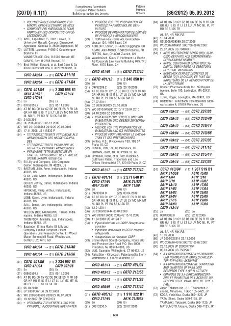 European Patent Bulletin 2012/36 - European Patent Office