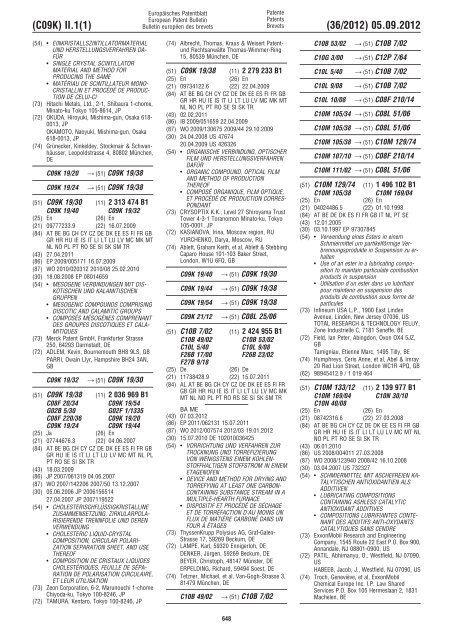 European Patent Bulletin 2012/36 - European Patent Office