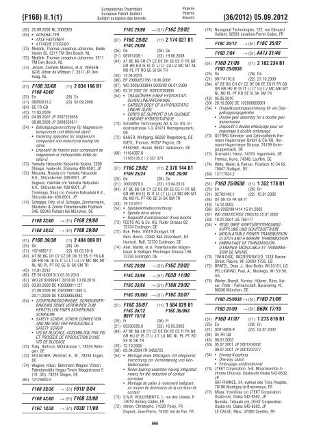 European Patent Bulletin 2012/36 - European Patent Office