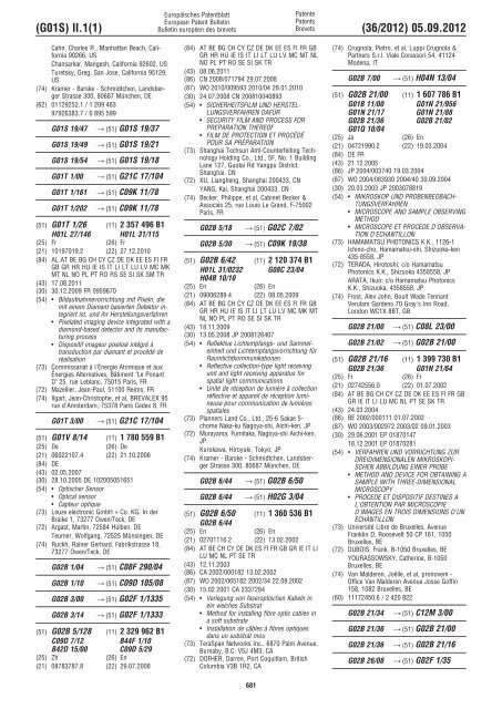 European Patent Bulletin 2012/36 - European Patent Office