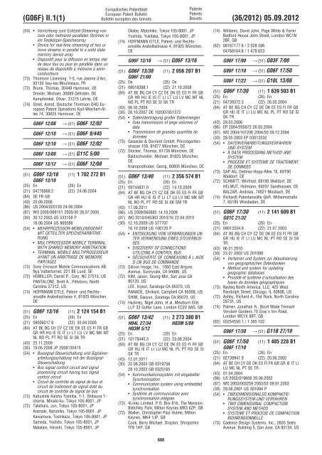 European Patent Bulletin 2012/36 - European Patent Office