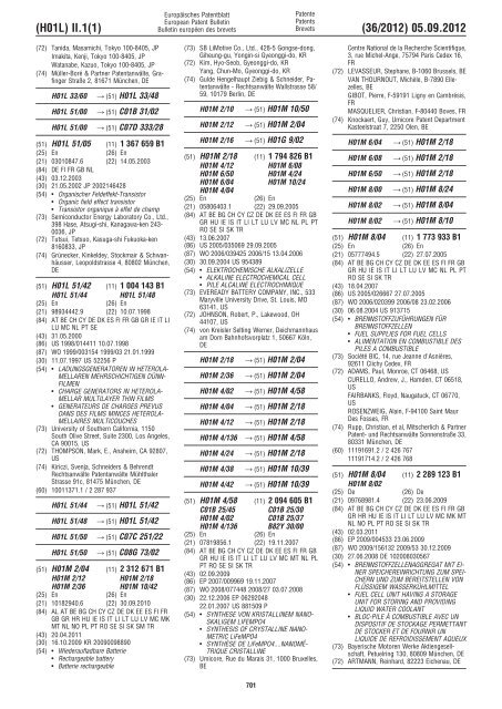 European Patent Bulletin 2012/36 - European Patent Office