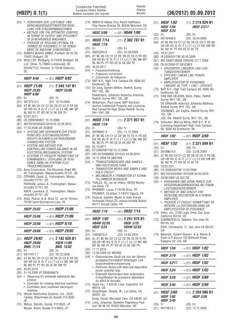 European Patent Bulletin 2012/36 - European Patent Office