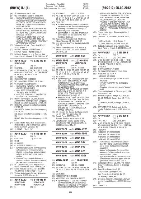 European Patent Bulletin 2012/36 - European Patent Office