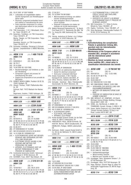 European Patent Bulletin 2012/36 - European Patent Office