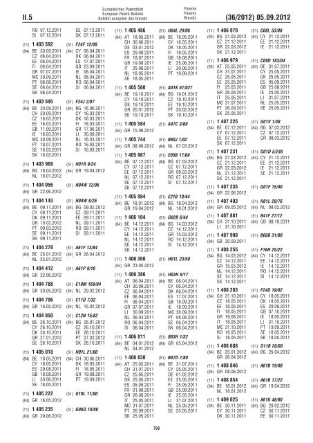 European Patent Bulletin 2012/36 - European Patent Office