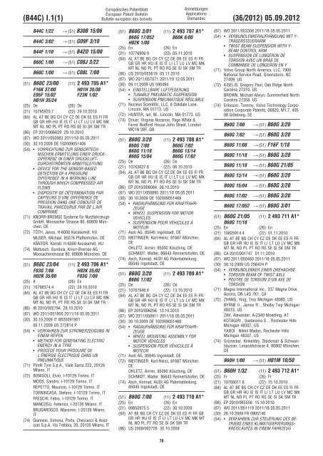 European Patent Bulletin 2012/36 - European Patent Office