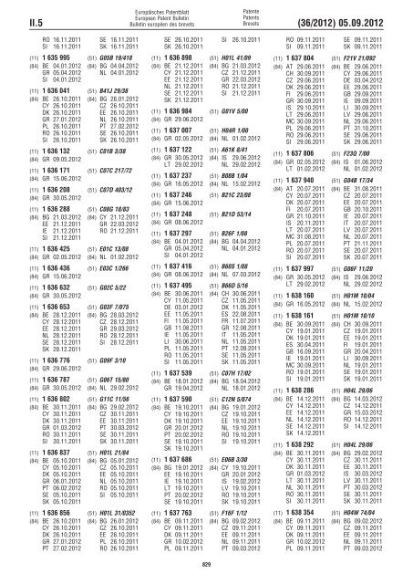 European Patent Bulletin 2012/36 - European Patent Office