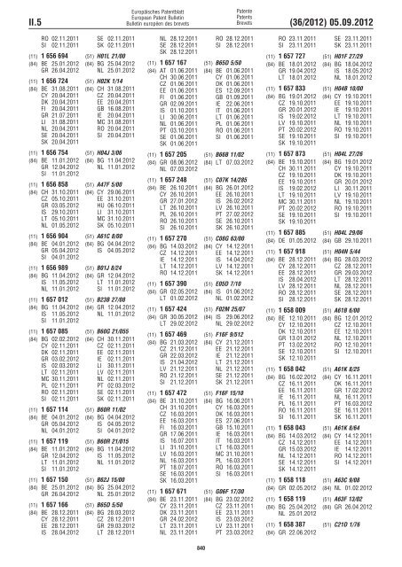 European Patent Bulletin 2012/36 - European Patent Office