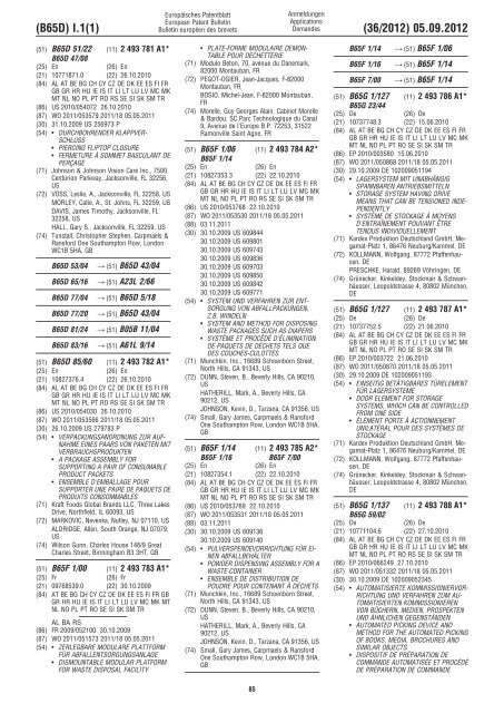 European Patent Bulletin 2012/36 - European Patent Office