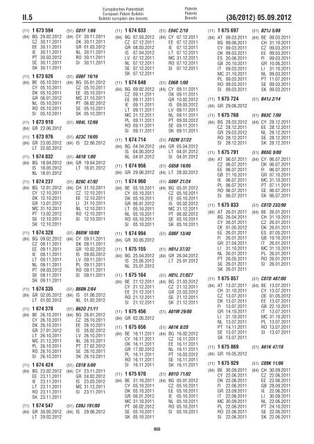 European Patent Bulletin 2012/36 - European Patent Office