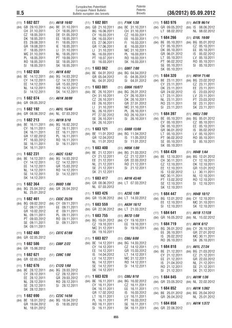 European Patent Bulletin 2012/36 - European Patent Office