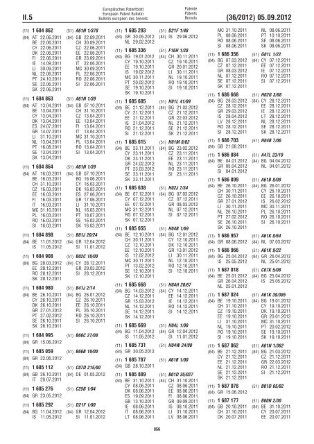 European Patent Bulletin 2012/36 - European Patent Office