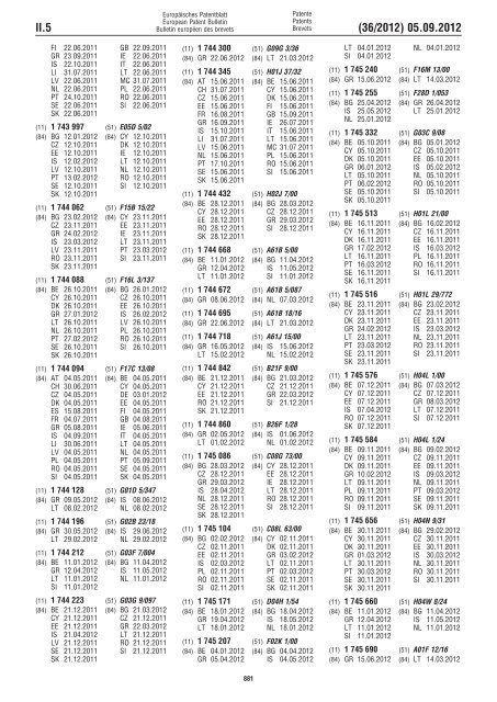 European Patent Bulletin 2012/36 - European Patent Office