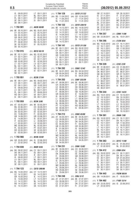 European Patent Bulletin 2012/36 - European Patent Office