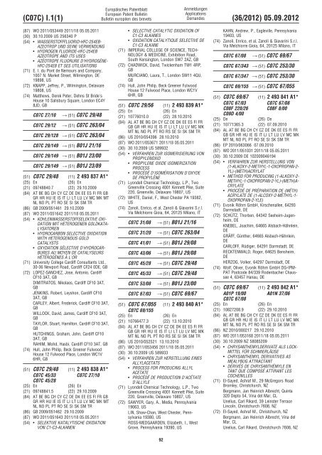 European Patent Bulletin 2012/36 - European Patent Office