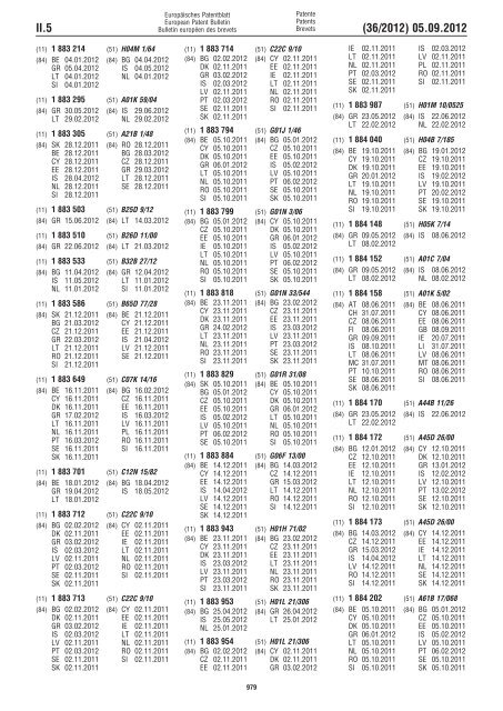 European Patent Bulletin 2012/36 - European Patent Office