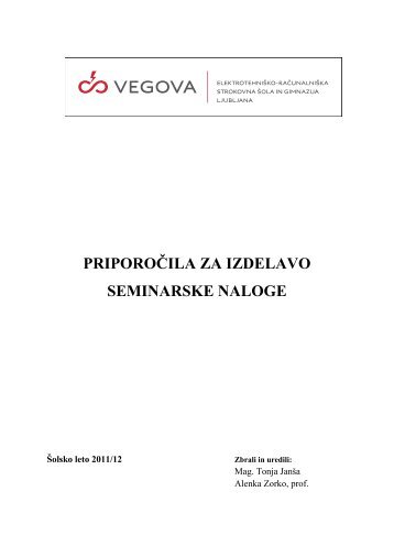 priporočila za izdelavo seminarske naloge (pdf) - Vegova